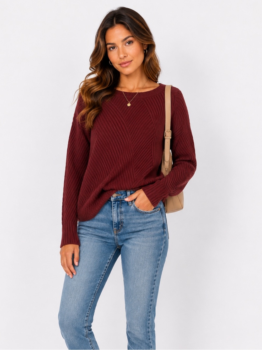 Windsor Open Back Crew Neck Knit Sweater